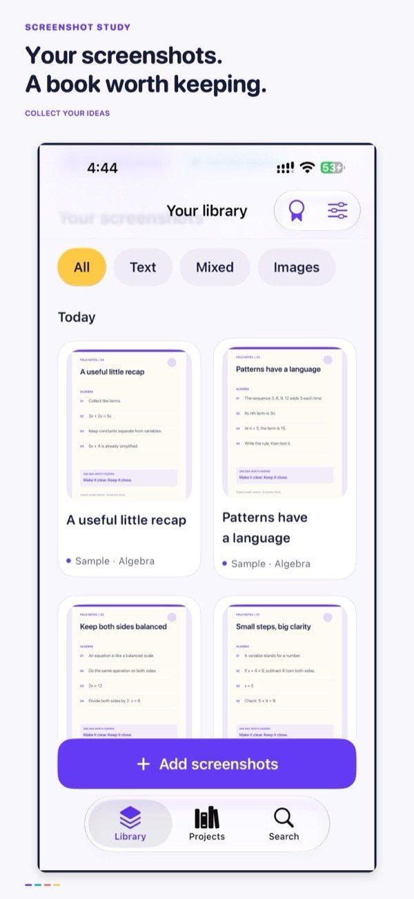 Screenshot Study screen 1